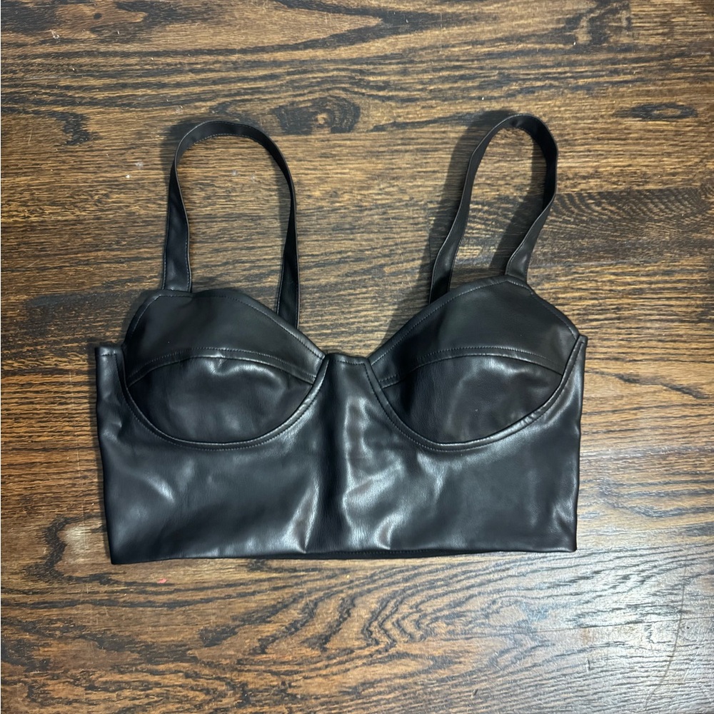 DNT Black Leather Bralette